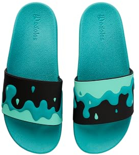 Dedoles Badeschuhe & Hausschuhe viele lustige Designs Bücher Kaffee Katze Party Pizza Dackel Fuchs Panda Delfin Geschenk, Farbe: Türkise Wassertropfen, Gr.: 38 EU