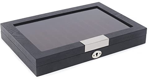 Alnemy Organizer aus Holz für Füllfederhalter, Geschenkbox zur Aufbewahrung von Shop Home Collection Display, Stifthalterbox zur Anzeige und Organisation von Stiften (Schwarz, 12 Raster)