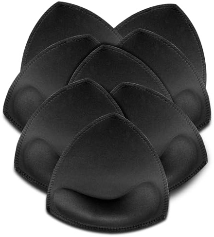 KSang Bra Pads Inserts 4 Pairs Sewn Edges Breast Padding for Sports Bras Swimsuits Bikini A, B, C, D Cup Available
