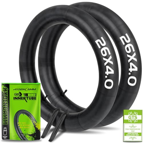 Hydencamm Fahrradschläuche mit 32 mm AV-Ventil, Premium-Butylkautschuk, 26 x 8,9-10,2 cm Schlauch mit 2 Reifenhebern, 26 x 4,0 Zoll Schlauch für Straße/Mountain/E-Bike von Hydencamm, 2 Stück