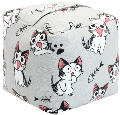 Decorative Door Stopper, Weighted Fabric Door Stopper with Handle, Heavy-Duty Square Door Floor Stop for Bedroom, Living Room, Interior, Doors (Cat)