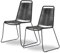 CLICK-DECK Lot de 2 chaises de salle à manger d'extérieur | Noir, corde tissée, chaises empilables | Intérieur, extérieur, terrasse, jardin, balcon, table | Confortables, modernes et élégantes