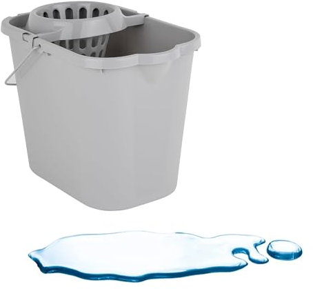 2.6 Gallon Cool Grey Multi Surface 12L Mop Bucket With Wringer & Handle For Cleaning Hard Floors (1)
