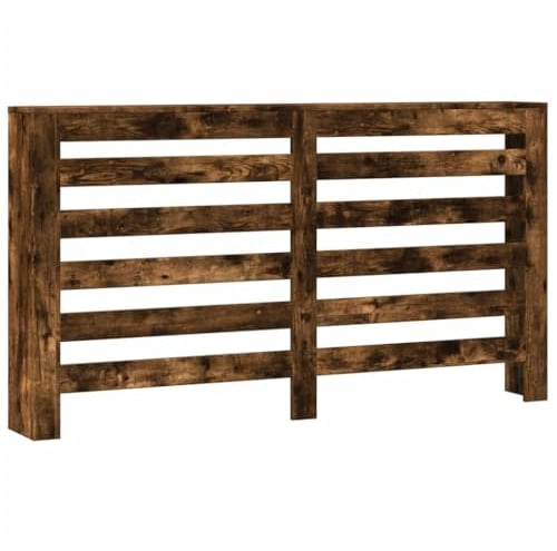 vidaXL Radiator Cover/Heater Shelf - Smoked Oak Engineered Wood - Modern Slatted Design - Living Room Décor - 149x20x82 cm