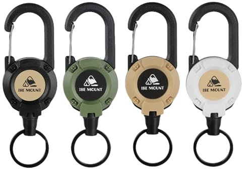 Xafrstyu Retractable Keychain Set with Snap Hook Carabiner Clips, Heavy Duty Lanyard Key Rings for Keys, Bags, and Tools - Pack of 4, Extendable to 60cm (2)