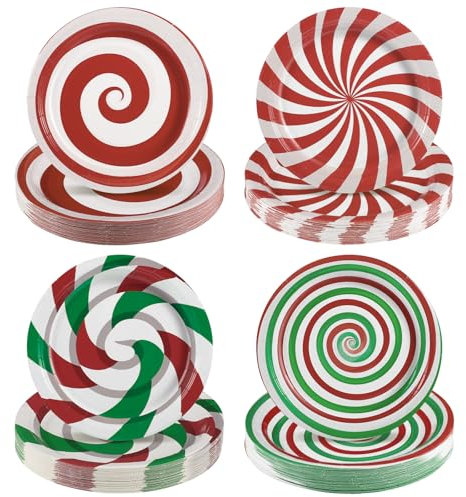 60 piatti di carta, 9 pollici, piatti di carta, piatti di carta, per Natale, per l'inverno, Natale, Capodanno