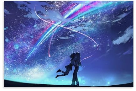 Pintura al óleo Kimi No Na Wa AnimeHug A Love Póster Pintura Decorativa Lienzo Arte de Pared Salón Póster Dormitorio Pintura, Arte de Pared Impresión de Imagen Moderna Decoración de Habitación