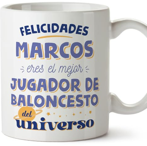 MUGFFINS Tazas Personalizadas para JUGADOR DE BALONCESTO hombre - En Español - Mejor del universo - 11 oz / 330 ml - Regalo Personalizable original y divertido