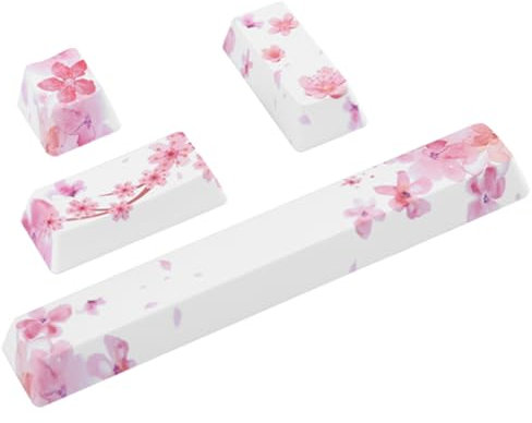 Generic Low Profile Keycaps, Sakura Pattern, High Color Fastness, Space, ESC, Enter, Numpad Enter for Mechanical Keyboard