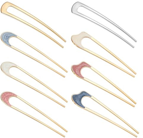Oruola Lot de 8 épingles à cheveux torsadées en métal en forme de U, épingles à cheveux françaises pour femmes et filles, fourchettes à cheveux pour chignon, cheveux élégants, épingles à cheveux