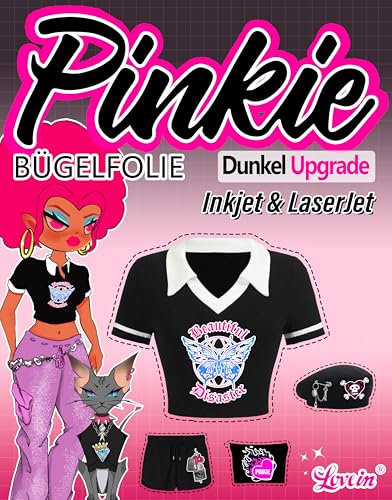 Lovein Transferpapier 10XA4+1A3 Silikonpapier Laser/Inkjet Bügelfolie für dunkle T-Shirts, bedruckbares Transfer-Vinyl zum Aufbügeln (D-Pinkie-3-3.0-10)