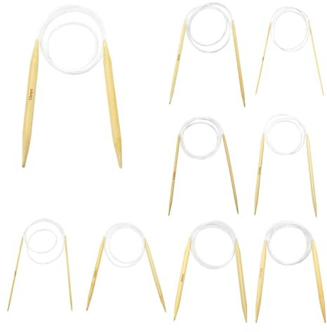 9Größen Rundstricknadel Stricknadeln Bambus Set,Doppelspitzige Stricknadeln Mit Durchsichtigem Rohr,Langlebige Rundstricknadeln Set zum Stricken von Decken und Schals