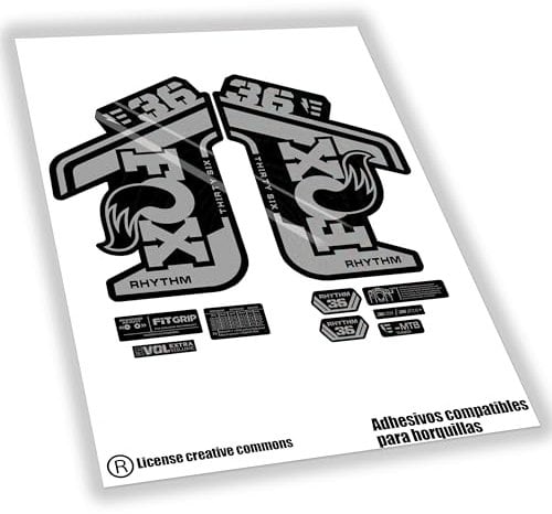 WP460 Stickers Compatible with Fox 36 RH Rhythm EBIKE Forks Bike Stickers, MTB Decals, AUFFKLEBER, FEDERGABEL (Silver)