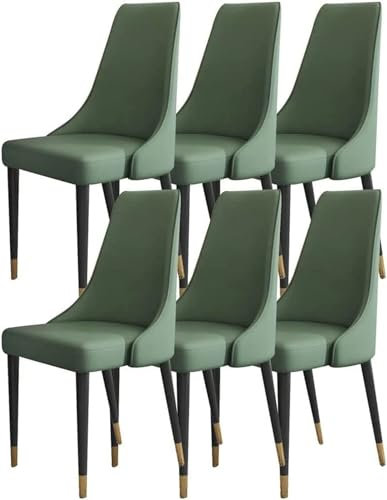 MZAQPP HBSSP Küchen Esszimmerstühle 6er-Set Wohnzimmerstühle Mikrofaser-Leder Stabile Beine Kohlenstoffstahl for Büro Lounge, Esszimmer, Küche, Schlafzimmer(Dark Green)