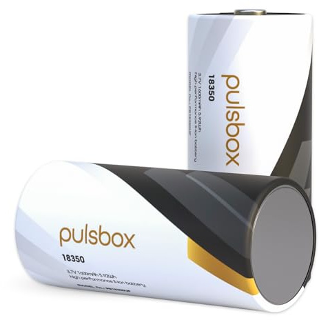 pulsbox Batterie Li-ION 18350 3,7 V | Button Top | 1600 mAh | 8 A (2 x pôle Positif augmenté)