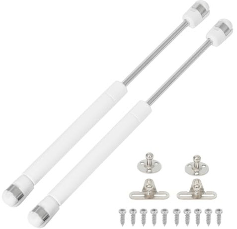 Bohaner 200N Gas Struts 2Pcs Cabinet Door Hinges Lift Up Spring Flap White Gas Strut Support Stay Bar Kitchen Cupboard Box 200N Pressure