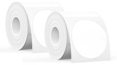 SUPVAN Etiketten selbstklebend wasserfest für T50M Etikettendrucker (φ50 mm), 2 Rollen (150 pro Rolle), schwarz auf weiß