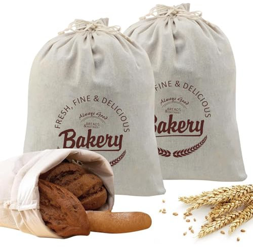 2pcs Reusable Bread Bags To Keep Fresh,Bread Bags For Homemade Bread For Storage Fresh Homemade Sourdough Bread And Rolls,Washable(35 * 45cm)