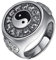 Vintage Sterling Silber Silber Yin Yang Spinner Ring Chinesisch Tai Chi Bagua Ring mit 12 Zodiacs für Männer offen verstellbar