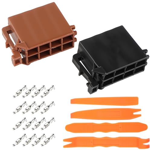 SRunDe 2 Pieza 8 Pines Adaptador Iso Radio Coche con 16 Terminales Pin Hembra 4 Herramientas para Desmontar Coche Conector Altavoz Radio Coche para radio de Coche para Automóvil Línea de Conexión