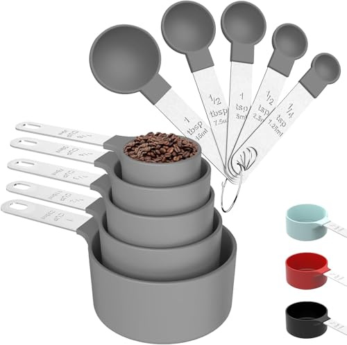 10-Piece Stainless Steel Measuring Set with Stackable Cups and Spoons for Precise Cooking and Baking