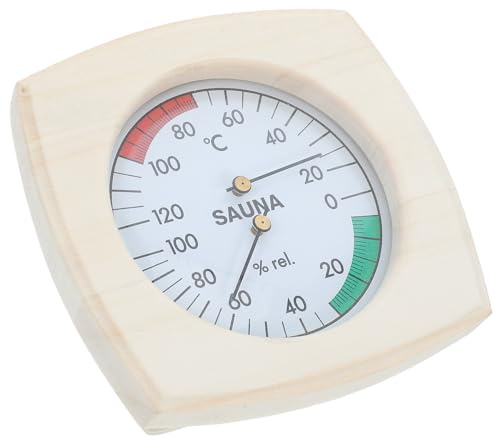 jojofuny Saunahygrometer Holz Analog Präzises Temperatur und Feuchtigkeitsmessgerät für Sauna und Dampfbad Multifunktionales Wandthermometer für Innenbereich