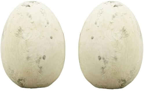 ETC dekoratives frühlingshaftes Dekoei Keramikei Osterei Keramik in Creme-grau gewischter Steinoptik in 2 verschieden Größen (2 x klein)