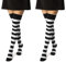 sockenkauf24 2 Paar Overknee Strümpfe Damen Kniestrümpfe Baumwolle 10723 (2 x Ringel Schwarz/Weiß 39-42)
