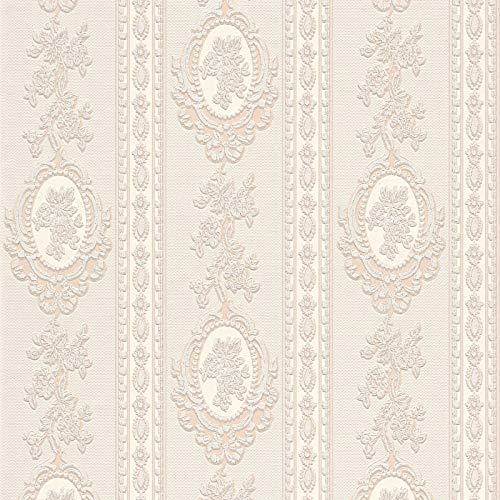 Papier peint baroque Tapisserie couloir 186133 18613-3 A.S. Création La Belle Epoque | Beige/Crème/Argent | Rouleau (10,05 x 0,53 m) = 5,33 m²