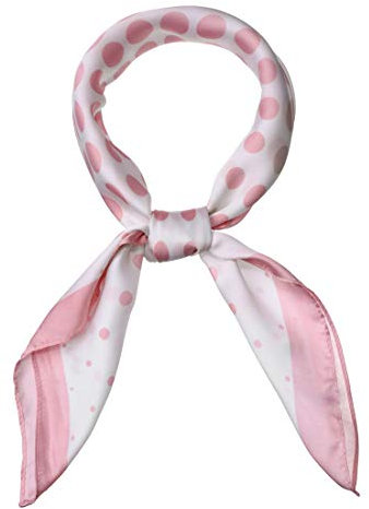 sourcing map 70cm Pois Carré Foulard Foulards Bandeau pour Femmes Rose Blanc 70 * 70 cm / 27,56 * 27,56 pouces (L * W)