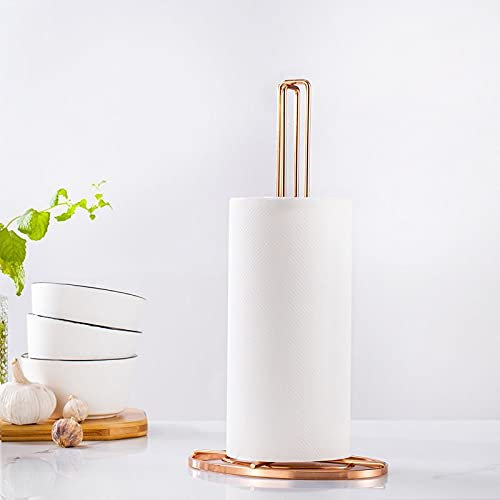 Royal Cuisine Rose Gold Paper Towel Holder Free standing Paper Towel Rack Stylish Metal Kitchen Roll Organiser Wall Mounted