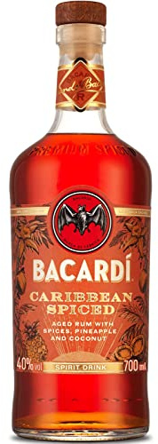 BACARDI Caribbean Spiced Rum Aged Blend Coconut & Pineapple, 40% ABV, 70cl | Premium, Smooth Spiced Rum, Great for Mixed Drinks and Tropical Cocktails, 700ml