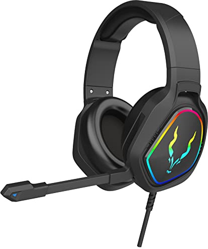 EliteForce Stereo Gaming Headset for PC PS5 PS4 Xbox One Xbox Series X|S Nintendo Switch Over Ear headphones 2M Cable, Omnidirectional Microphone USB and 3.5mm Jack RGB Light Flexible Flip-up Mic Mute