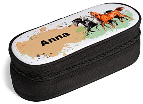 True Statements Federmäppchen mit Namen personalisiert Schlamper-Mäppchen (ungefüllt) Teenager Mädchen Jungen Kinder Stifte-Etui Schulmäppchen Geschenke Einschulung Einschulungsgeschenke (Pferde)
