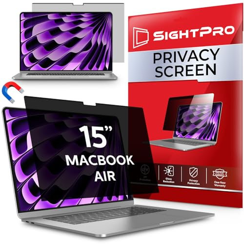 SightPro Écran de confidentialité magnétique pour MacBook Air 15 (2023, M2) - Filtre de confidentialité amovible pour ordinateur portable et protection anti-reflet, SP-PSM15MA23