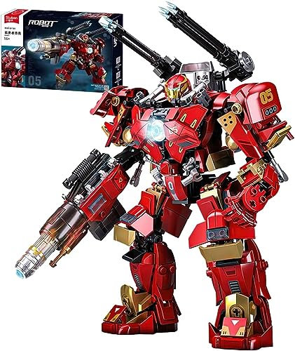 Tirff Technik Mech Figure Bausatz für Justiz Hulk, 813 Klemmbausteine Actionfiguren-Set mit Minifiguren, MOC Konstruktionsspielzeug Kompatibel mit LGO