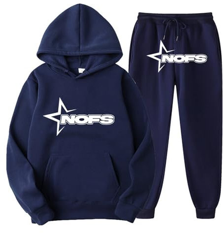 XUEQINGDE NOFS Jogginganzug Streetwear Tracksuit für Herren NOFS Tracksuit Buchstaben Druck Lose Hoodies und Jogginghosen Y2K Hip Hop Streetwear Unisex Pullover Oberteile und Sporthosen Anzug