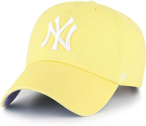 47 New York Yankees Primary Logo Ballpark Clean Up Dad Hat Baseball Cap - Yellow Mais Purple Bottom, New York Yankees Yellow Maize Purple, Einheitsgr��e