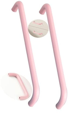 2 Packs Cabinet Pulls aluminium alloy Colourful children's room pulls Double curved shape Cupboard Handles,Drawer Knobs,Kitchen Door Levers for Bathroom,Closet,Wardrobe (Hole Pitch 96mm,Pink)