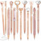 12Pcs Diamond Ballpoint Pens, Glitter Crystal Metal Pens with Black Ink, Retractable Elegant Bling Ballpoint Pens, Fancy Present for Ladies Students Xmas Wedding Graduation School Office (Rose Gold)