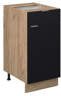 Vicco Küchenunterschrank Fame-Line, Schwarz gestreift, 40 cm ohne Arbeitsplatte