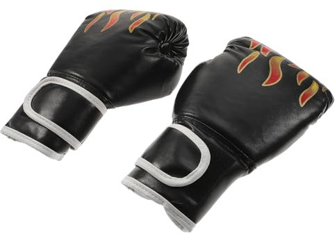 BESPORTBLE Junge Mädchen Pu Boxhandschuhe Mit Flammenmuster Verstellbar Atmungsaktiv Widerstandsfähig Inkl Trainings-handpratzen Geeignet Für Taekwondo Kickboxen Sparring Kampfsport Jungen Mä