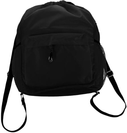 Parliky Rucksack Mit Kordelzug, Für Sport Und Fitnessstudio, Mit Netztaschen, Wasserabweisend, Für Damen Und Herren, Schwarz