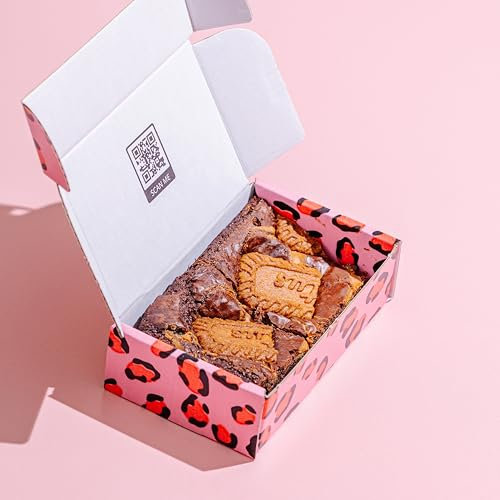 Cake or Death Lotus Biscoff Brownie Box with 2 Brownies | Letterbox Friendly Gooey Vegan Chocolate Brownies | Decadent & Delicious Brownie Gift Box | Ultimate Food Gifts for Brownie Lovers |