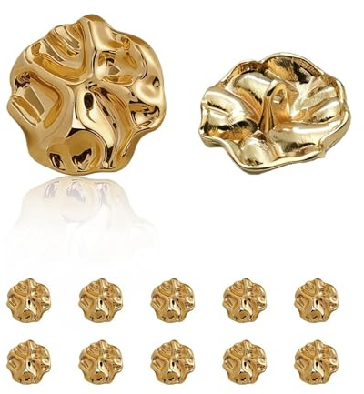 12 st guld ojämna metallknappar 23 mm zinklegering hortensiaformade knappar för kardiganjacker ytterjackor DIY syhantverk