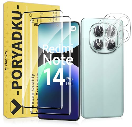 2+2 Pièce Verre Trempé pour Xiaomi Redmi Note 14 Pro 5G and Caméra Protecteur, Déverrouillage d'empreintes Digitales, 9H Dureté, Sans Bulle, Ultra HD, Protection Écran pour Redmi Note 14 Pro 5G