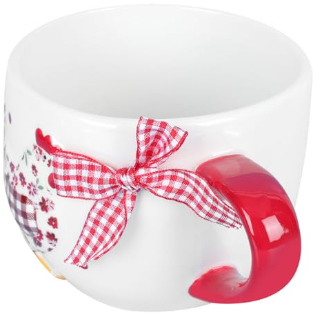HOMSFOU Keramik Kaffeetasse mit Hahnmotiv, Rot, Spülmaschinenfest | Chic und Stilvoll, für Mutter und Lehrerinnen, Geburtstagsgeschenk Geeignet, Praktische Tasse