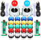 EG STARTS Arcade Classic DIY Kit Teile 2x USB-LED-Encoder zu PC Konsolen Spiele + 2x 4/8 Wege Joystick + 20x 5V beleuchtete Tasten für Mame Jamma (rot / blau Stick + MIX Farbtasten)