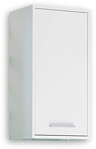 MILANO Badezimmer Hängeschrank in Wildeiche Optik, Weiß Hochglanz - Badezimmerschrank Bad Schrank mit viel Stauraum - 38 x 72 x 23 cm (B/H/T)
