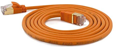 wantecWire Extra dünnes Patchkabel CAT.7 Kabel, CAT.6 Stecker SSTP geschirmt, Länge 1 m, orange
